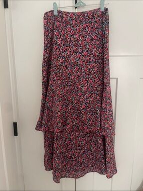 AFRM Pink Multi Floral High-Low Midi Skirt